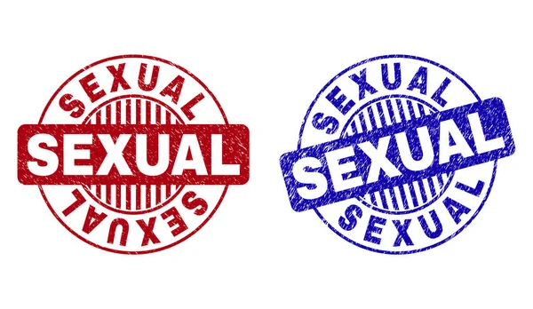 Γκραντζ σεξουαλικά γδαρμένο στρογγυλά γραμματόσημα — Διανυσματικό Αρχείο