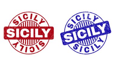 Grunge Sicilya dokulu yuvarlak pullar