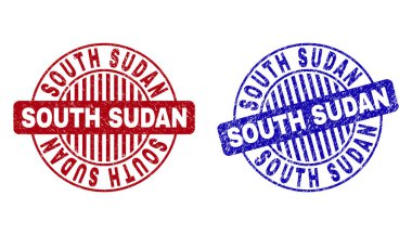 Grunge Güney Sudan çizik yuvarlak damga Seals