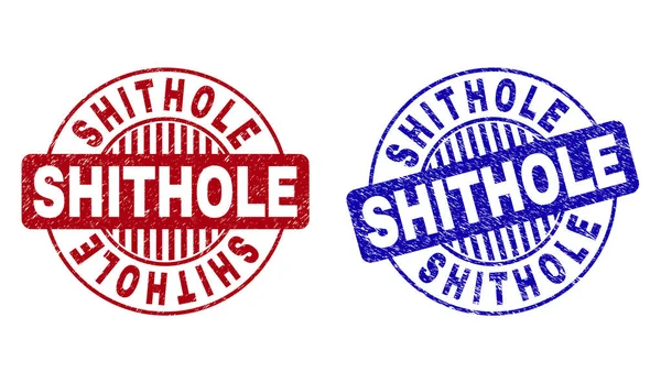 Grunge SHITHOLE Textured Round Watermarks — Stock Vector
