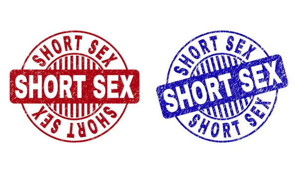 Grunge SHORT SeX Scratched Round Stamps — стоковый вектор