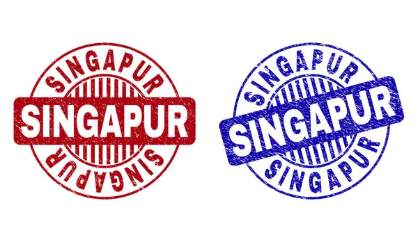 Grunge SINGAPUR Sellos redondos rayados — Archivo Imágenes Vectoriales