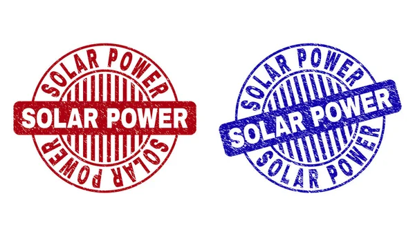 Grunge Solar Power teksturowane okrągłe pieczęci pieczęć — Wektor stockowy