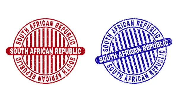 グランジ南アフリカ共和国は、丸いスタンプシールをスクラッチ — ストックベクタ