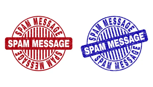 Grunge Spam-Nachricht texturierte runde Stempelsiegel — Stockvektor