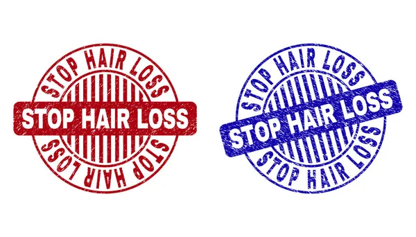 Grunge STOP HAIR LOSS Textured Round Watermarks — Stock Vector