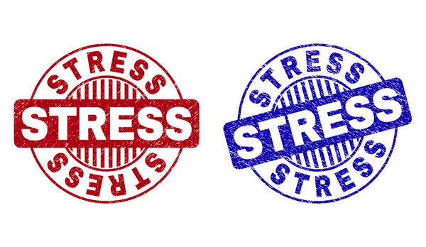 Grunge STRESS Sellos redondos texturizados — Vector de stock
