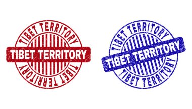 Grunge Tibet Territory dokulu yuvarlak damga Seals