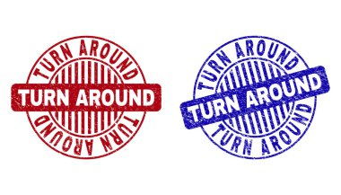 Grunge dönüş etrafında çizik yuvarlak damga Seals