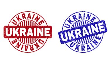 Grunge Ukrayna çizik yuvarlak damga Seals