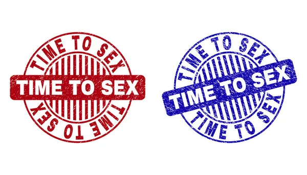 Grunge TIME TO SeX Textured Round Stamps — стоковый вектор