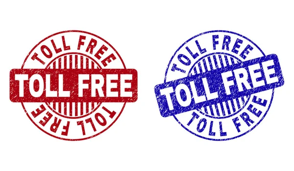 Grunge TOLL FREE Textured Round Watermarks — Stock Vector