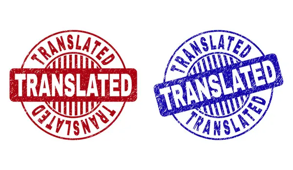 Grunge übersetzte texturierte runde Briefmarken — Stockvektor