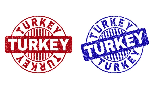 Selos de selos redondos texturizados Grunge TURKEY — Vetor de Stock