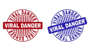 Grunge viral Danger çizik yuvarlak damga Seals