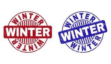 Grunge kış dokulu yuvarlak pul mühürler