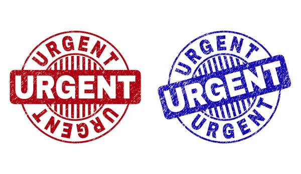 Selos de carimbo redondo texturizados URGENT Grunge — Vetor de Stock