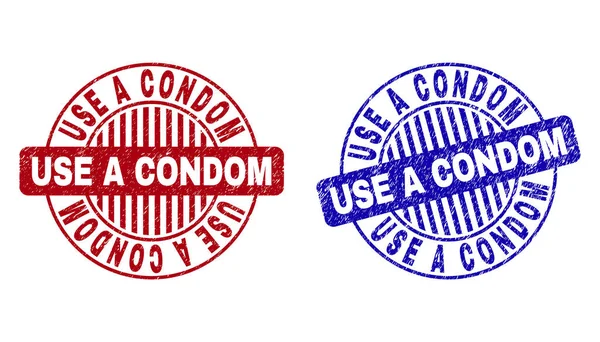 UTILIZAÇÃO DE GRunge UM CONDOM Raspado Selos de carimbo redondo —  Vetores de Stock