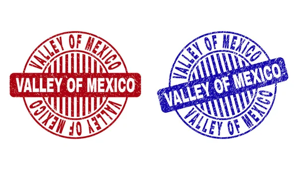 メキシコのグランジ谷テクスチャー付きラウンドスタンプ — ストックベクタ