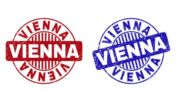 Grunge Wien texturierte runde Briefmarken — Stockvektor