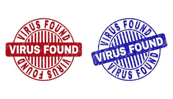 Grunge VIRUS TROUVE Filigranes ronds rayés — Image vectorielle