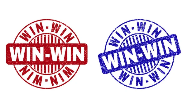 Grunge Win-Win texturierte runde Wasserzeichen — Stockvektor