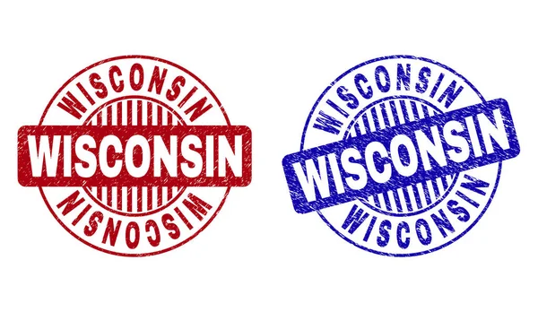 Grunge Wisconsin strukturerad runda stämpel tätningar — Stock vektor