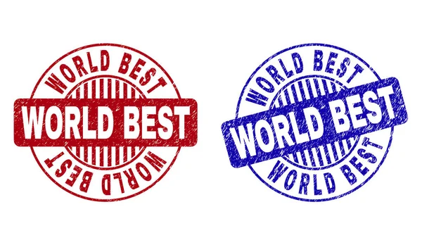 Grunge WORLD MEJORES sellos de sello redondo rayado — Vector de stock
