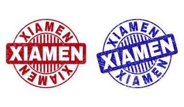 Grunge Xiamen çizik yuvarlak pullar