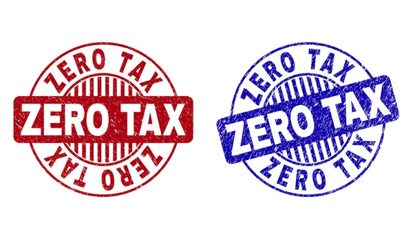 Grunge ZERO TAX Textured Round Stamps — Stok Vektör