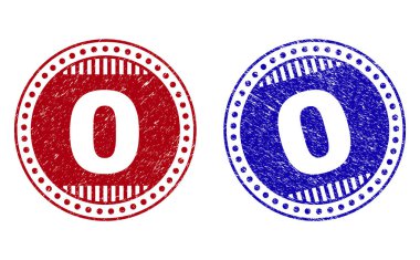 Grunge 0 çizik yuvarlak damga Seals