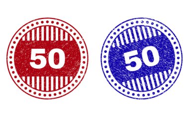 Grunge 50 çizik yuvarlak damga Seals