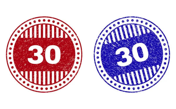 Grunge 30 francobolli rotondi strutturati — Vettoriale Stock