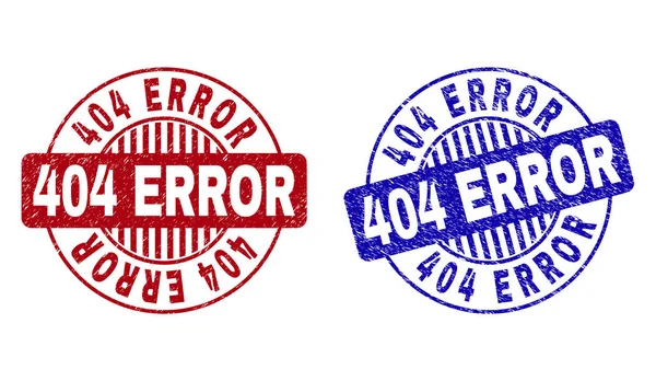 Grunge 404 ERROR francobolli rotondi strutturati — Vettoriale Stock