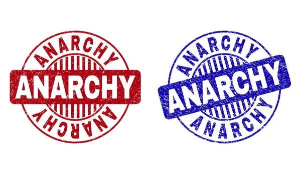 Grunge ANARCHY Sellos de sello redondos texturizados — Vector de stock