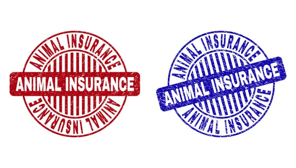 Selos de selos redondos texturizados Grunge ANIMAL INSURANCE —  Vetores de Stock