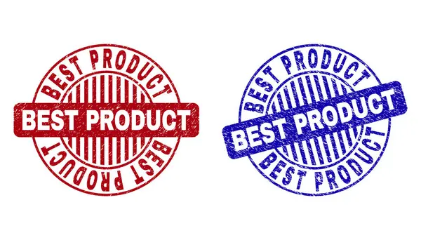 Grunge BEST PRODUCT Textured Round Watermarks — Stock Vector