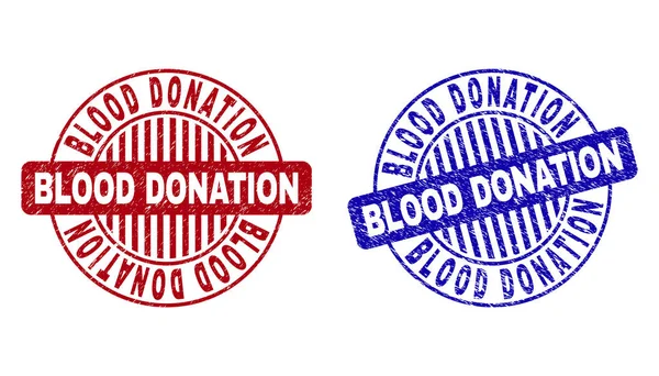 Grunge SANGUE DONAZIONE Francobolli rotondi strutturati — Vettoriale Stock