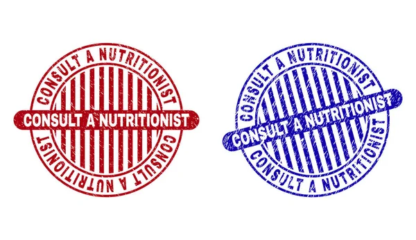 Grunge Consult dietetyka teksturowane okrągłe znaczki — Wektor stockowy