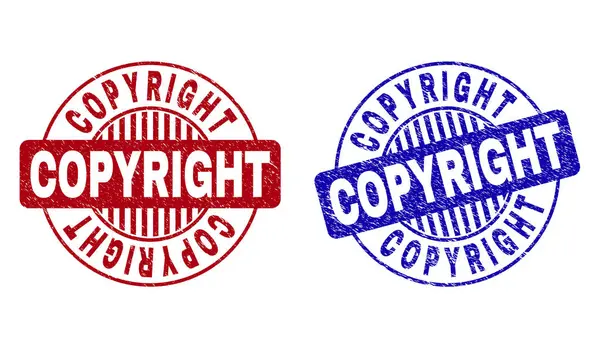 Grunge copyright texturierte runde Stempelsiegel — Stockvektor