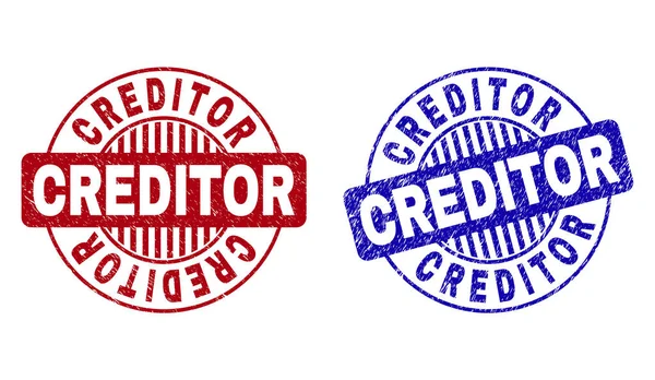 Grunge CREDITOR Scratched Round Watermarks — Stock Vector