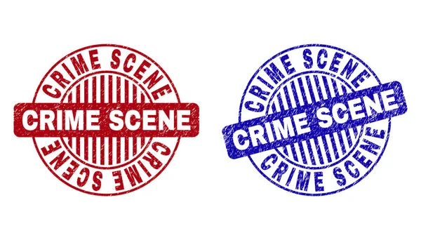 Grunge CRIME SCENE Rasguñado redondo marcas de agua — Vector de stock