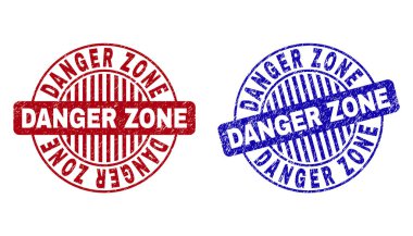 Grunge Danger Zone çizik yuvarlak damga Seals