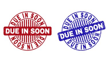 Grunge Due ın Soon çizik yuvarlak pullar