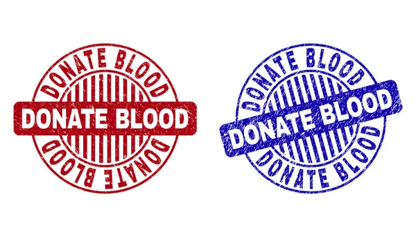 红血捐赠血液纹理圆形邮票密封件 — 图库矢量图片