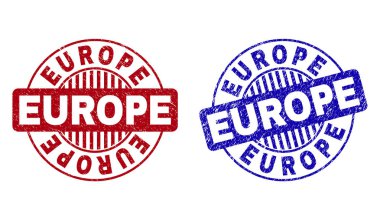 Grunge Avrupa dokulu yuvarlak damga Seals