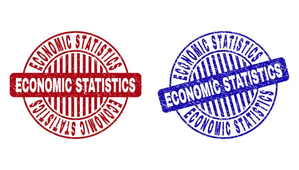 Grunge ekonomik Istatistik çizik yuvarlak damga Seals — Stok Vektör