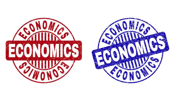 Grunge ECONOMICS Sigilli di francobolli rotondi graffiati — Vettoriale Stock