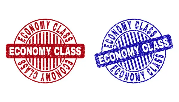 Grunge ECONOMY CLASE Texturizado redondo marcas de agua — Vector de stock