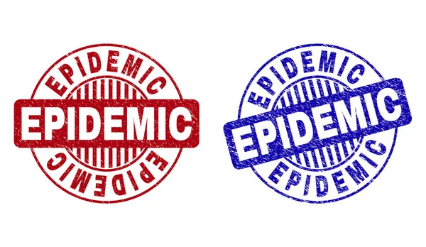 Grunge EPIDEMIC Scratched Round Stamp Seals — Stock Vector